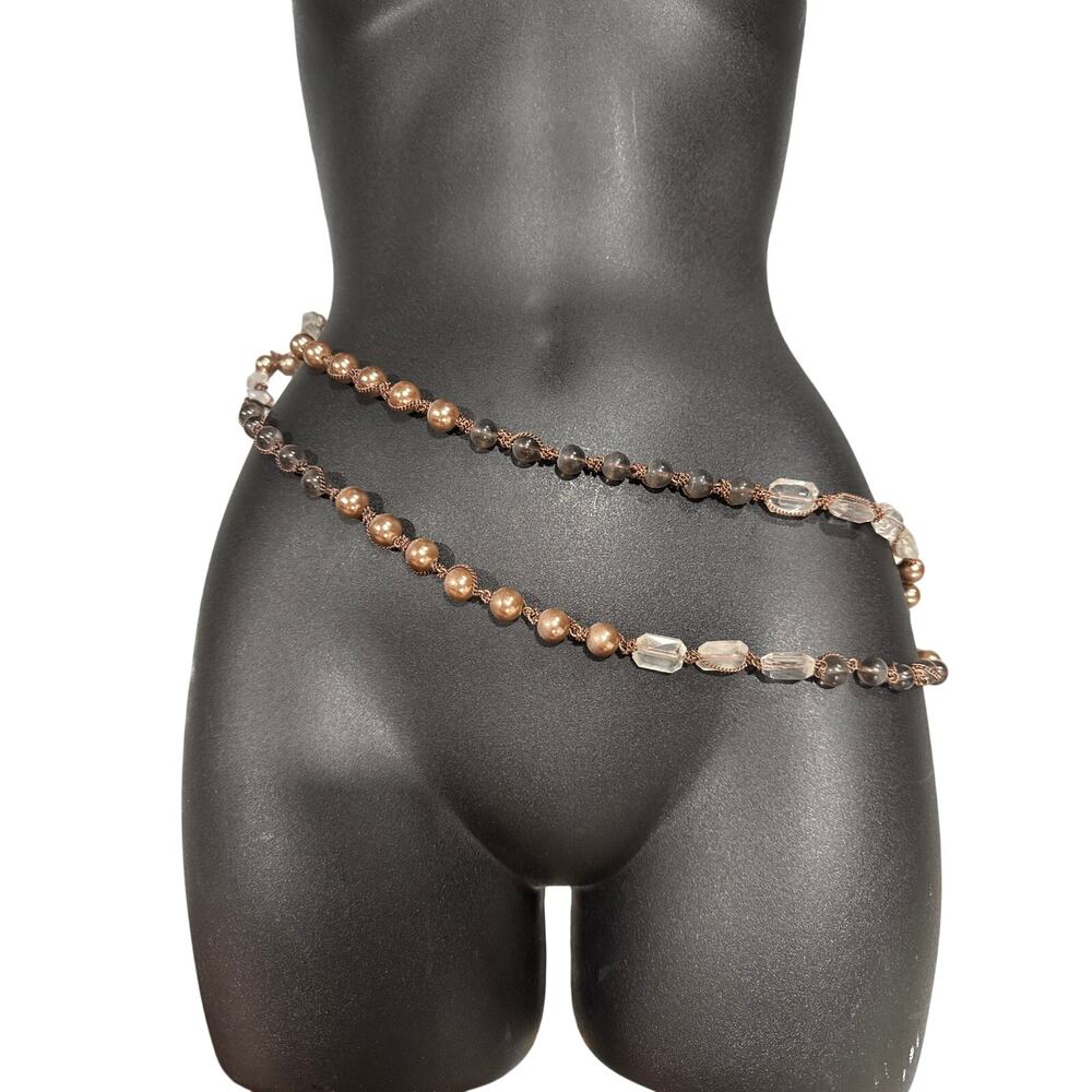 Double Strand Crystal and Pearl Adjustable Belt or Necklace